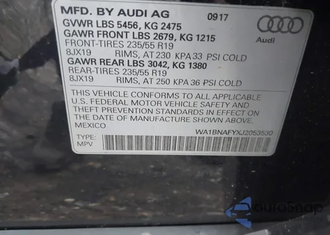 2018 Audi Q5 2.0T Premium/2.0T Tech Premium z USA, uszkodzony, nr VIN WA1BNAFYXJ2053530